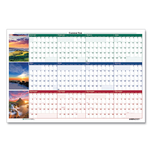 Earthscapes Recycled Reversible/Erasable Yearly Wall Calendar, Nature Photos, 24 x 37, White Sheets, 12-Month (Jan-Dec): 2024