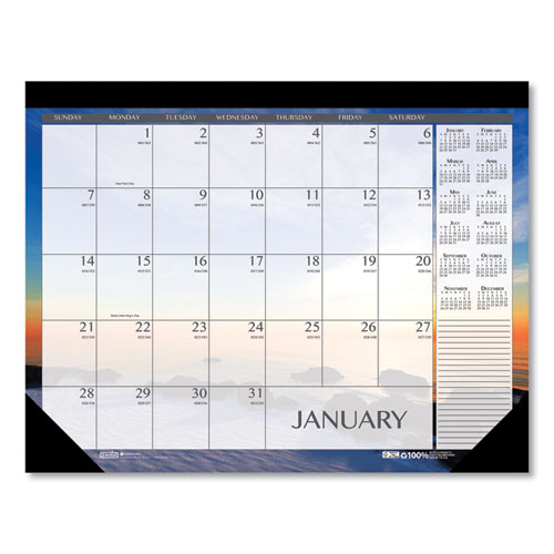 Image of House Of Doolittle™ Recycled Earthscapes Desk Pad Calendar, Seascapes Photography, 22 X 17, Black Binding/Corners,12-Month (Jan To Dec): 2024