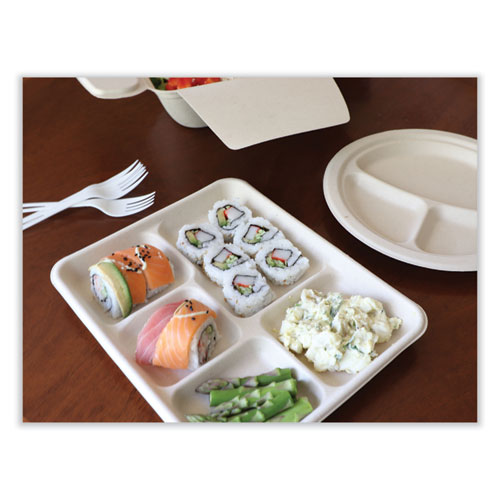 Image of World Centric® Fiber Trays, 5-Compartment, 8.5 X 10.24 X 1.01, Natural, Paper, 400/Carton