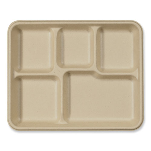 Fiber Trays, 5-Compartment, 8.5 x 10.24 x 1.01, Natural, Paper, 400/Carton