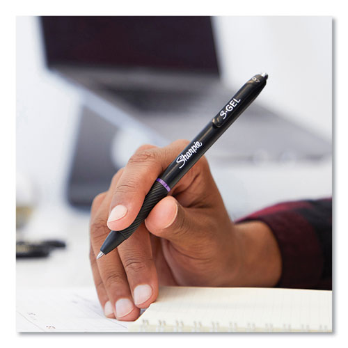 Image of Sharpie® S-Gel™ S-Gel High-Performance Gel Pen, Retractable, Medium 0.7 Mm, Purple Ink, Black Barrel, Dozen