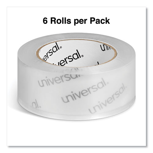 Image of Universal® Quiet Tape Box Sealing Tape, 3" Core, 1.88" X 109 Yds, Clear, 6/Pack