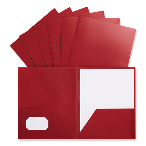 Image of Universal® Two-Pocket Plastic Folders, 100-Sheet Capacity, 11 X 8.5, Red, 10/Pack