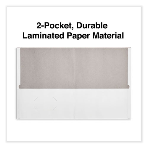 Two-Pocket Portfolio, Embossed Leather Grain Paper, 11 x 8.5, White, 25/Box
