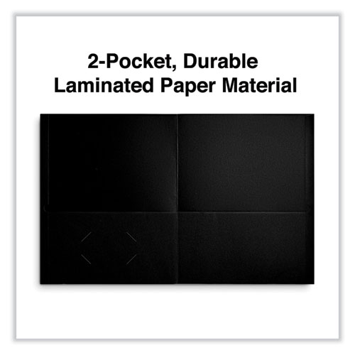 Image of Universal® Two-Pocket Portfolio, Embossed Leather Grain Paper, 11 X 8.5, Black, 25/Box