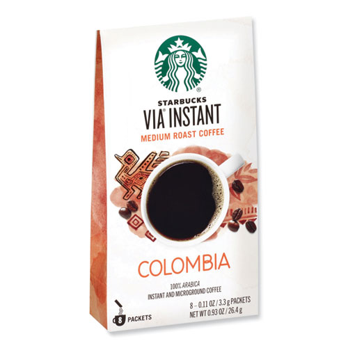 Starbucks® VIA Ready Brew Coffee, Colombia, 1.4 oz Packet, 8/Pack, 12 Packs/Carton