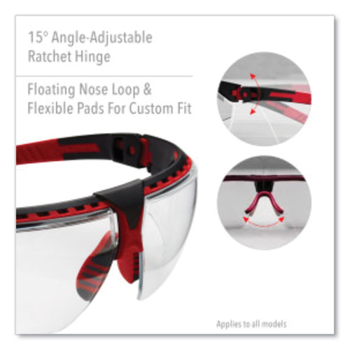 Avatar Safety Glasses, Red/Black Polycarbonate Frame, Clear Polycarbonate Lens