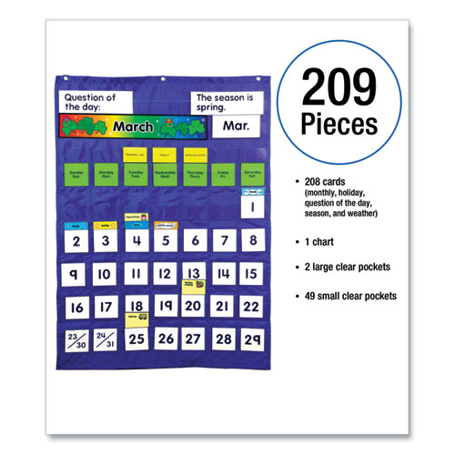 Image of Carson-Dellosa Education Complete Calendar And Weather Pocket Chart, 51 Pockets, 26 X 37.25, Blue