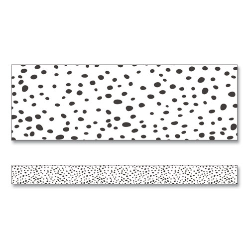 Straight Borders, 3" x 3 ft, Black/White Dotted, 12/Pack