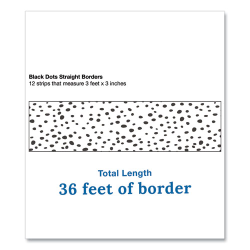 Image of Carson-Dellosa Education Straight Borders, 3" X 3 Ft, Black/White Dotted, 12/Pack