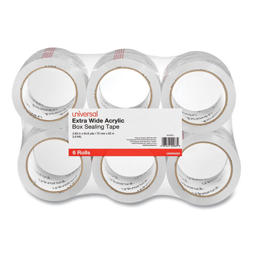 Universal® Extra-Wide Moving and Storage Packing Tape, 3" Core, 2.83" x 54.7 yd, Clear, 6/Pack