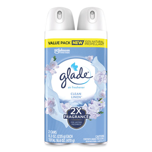 Glade® Air Freshener, Clean Linen Scent, 8.3 oz, 2/Pack, 3Packs/Carton