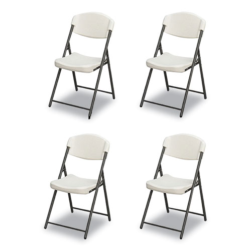 Image of Iceberg Rough N Ready Commercial Folding Chair, Supports Up To 350Lb, 18" Seat Height, Platinum Granite Seat/Back, Black Base, 4/Pack