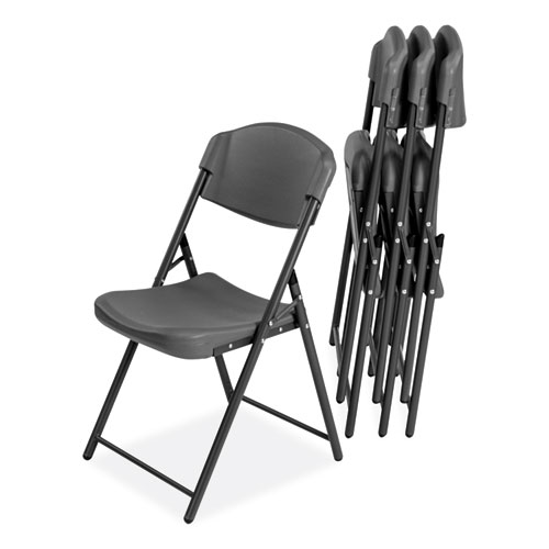 Iceberg Rough N Ready Commercial Folding Chair, Supports Up To 350 Lb, 18" Seat Height, Charcoal Seat/Back, Charcoal Base, 4/Pack