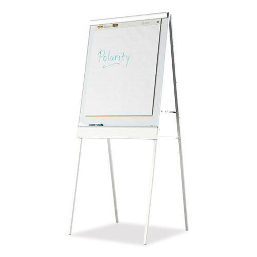 Polarity Height Adjustable Dry Erase Flipchart Easel, 30 x 20-31 x 50-74 Easel, 30 x 38 Board, White Surface, Silver Frame
