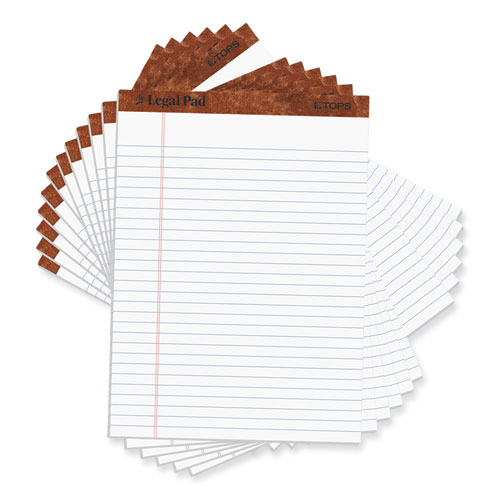 TOPS™ "The Legal Pad" Ruled Perforated Pads, Wide/Legal Rule, 50 White 8.5 x 11.75 Sheets, Dozen