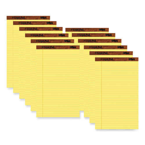 TOPS™ "The Legal Pad" Plus Ruled Perforated Pads with 40 pt. Back, Wide/Legal Rule, 50 Canary-Yellow 8.5 x 14 Sheets, Dozen