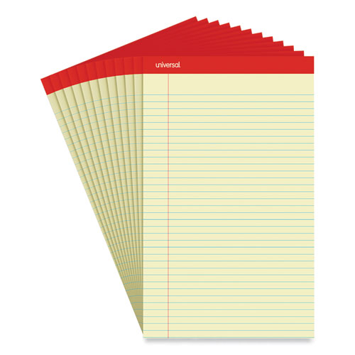 Perforated+Ruled+Writing+Pads%2C+Wide%2FLegal+Rule%2C+Red+Headband%2C+50+Canary-Yellow+8.5+x+14+Sheets%2C+Dozen