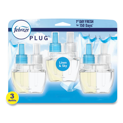 Image of PLUG Air Freshener Refills, Linen and Sky, 2.63 oz, 3/Pack, 3 Packs/Carton