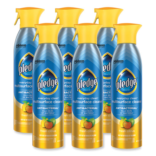 Pledge® Multi Surface Antibacterial Everyday Cleaner, 9.7 oz Aerosol Spray, 6/Carton