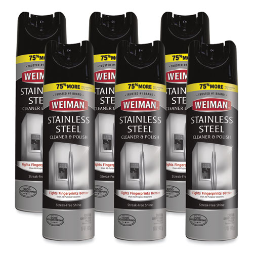 Stainless Steel Cleaner and Polish, 17 oz Aerosol, 6/Carton