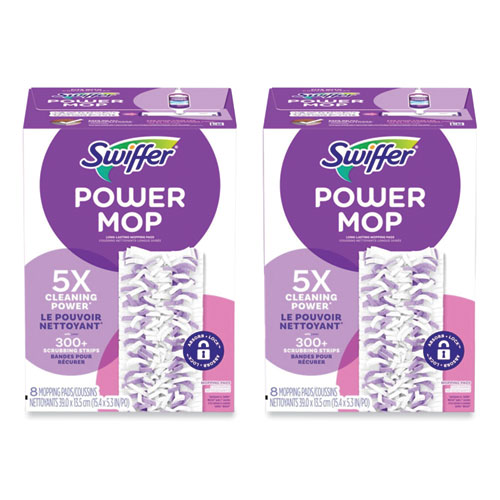 Swiffer® PowerMop Mopping Pads, 15.4 x 5.3, 8/Box, 2 Boxes/Carton