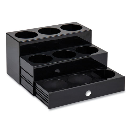 Mind Reader Foundation Collection 9-Compartment Nested Syrup Countertop Bottle Organizer, 12.5 x 5 x 7, Black