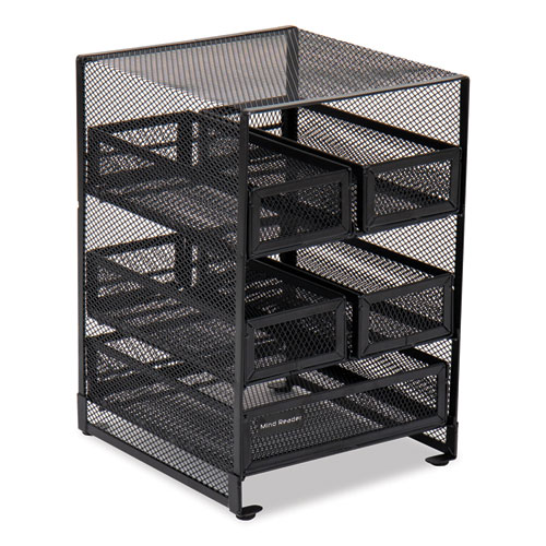 Network Collection 5-Compartment Tea Countertop Organizer, 6.75 x 7 x 10, Black