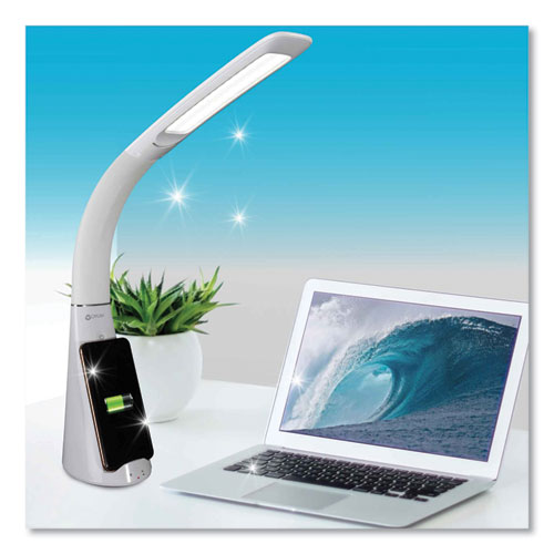 Wellness Series Sanitizing Purify LED Desk Lamp with Wireless Charging, 26" High, White