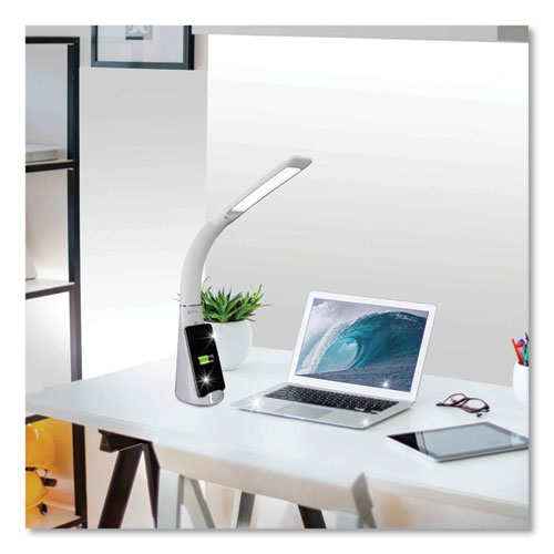 Wellness Series Sanitizing Purify LED Desk Lamp with Wireless Charging, 26" High, White