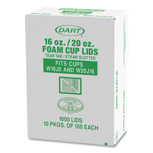 Lids for Foam Cups and Containers, Fits 16 oz, 20 oz Cups, Translucent, 1,000/Carton