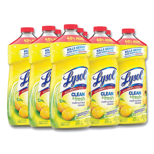 LYSOL® Brand Clean and Fresh Multi-Surface Cleaner, Sparkling Lemon and Sunflower Essence, 144 oz Bottle, 4/Carton