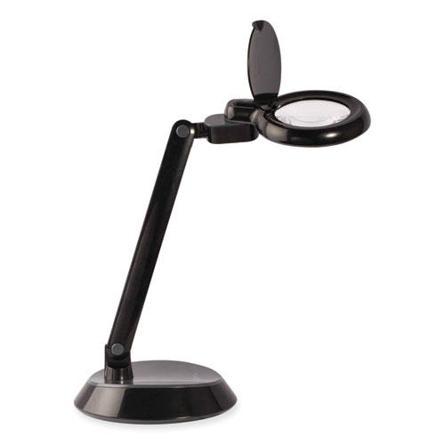 Image of Space-Saving LED Magnifier Desk Lamp, 14" High, Black, Ships in 4-6 Business Days