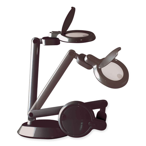 Space-Saving LED Magnifier Desk Lamp, 14" High, Black