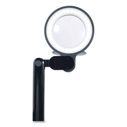 Space-Saving LED Magnifier Desk Lamp, 14" High, Black