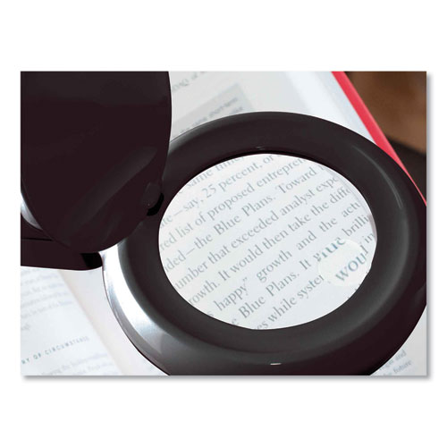 Space-Saving LED Magnifier Desk Lamp, 14" High, Black