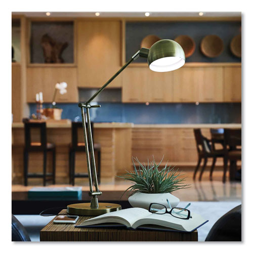 Wellness Series Refine LED Desk Lamp, 27" High, Antiqued Brass