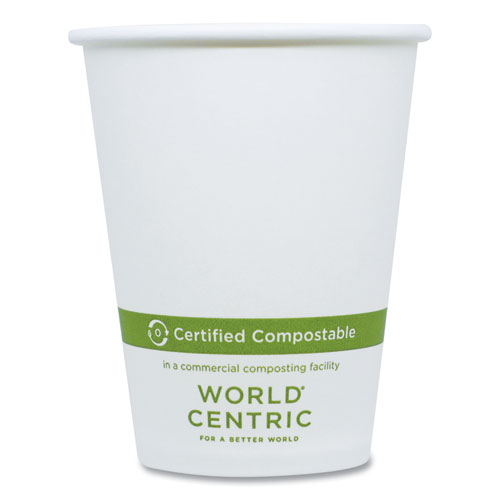 World Centric® Paper Hot Cups, 8 oz, White, 1,000/Carton