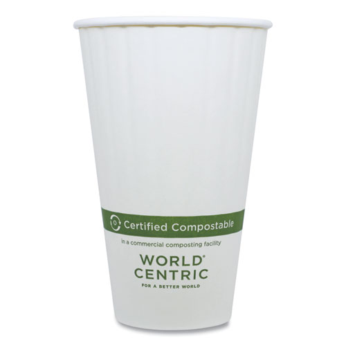 Image of Double Wall Paper Hot Cups, 16 oz, White, 600/Carton