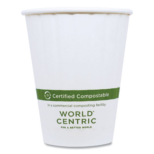 World Centric® Double Wall Paper Hot Cups, 8 oz, White, 1,000/Carton