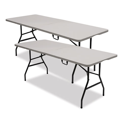 Image of Bifold Resin Folding Table, Rectangular, 70.9" x 29.1" x 30", White Granite Top, Gray Base/Legs, 2/Pack