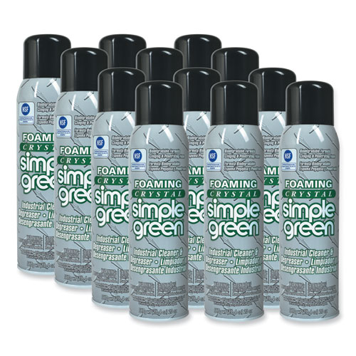 Image of Simple Green® Foaming Crystal Industrial Cleaner And Degreaser, 20 Oz Aerosol Spray, 12/Carton