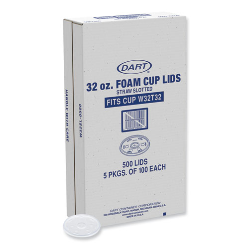 Lids for Foam Cups and Containers, Fits 32 oz, 44 oz Cups, Translucent, 500/Carton