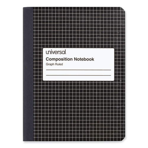 Universal® Quad Rule Composition Book, Quadrille Rule (4 sq/in), Black Marble Cover, (100) 9.75 x 7.5 Sheets
