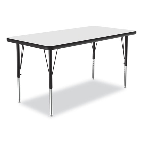 Image of Markerboard Activity Tables, Rectangular, 48" x 24" x 19" to 29", White Top, Black Legs, 4/Pallet, Ships in 4-6 Business Days