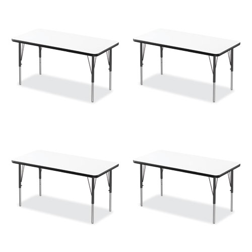Image of Markerboard Activity Tables, Rectangular, 60" x 24" x 19" to 29", White Top, Black Legs, 4/Pallet, Ships in 4-6 Business Days