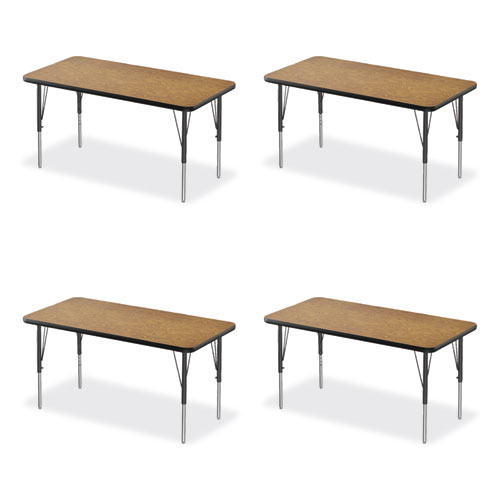 Adjustable Activity Table, Rectangular, 48" x 24" x 19" to 29", Med Oak Top, Black Legs, 4/Pallet, Ships in 4-6 Business Days