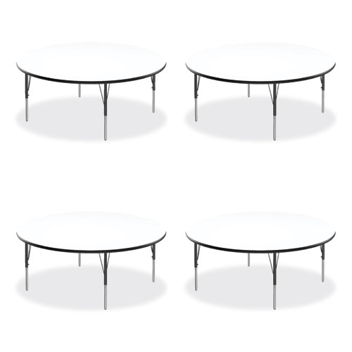 Image of Markerboard Activity Tables, Round, 60" x 19" to 29", White Top, Black/Silver Legs, 4/Pallet, Ships in 4-6 Business Days