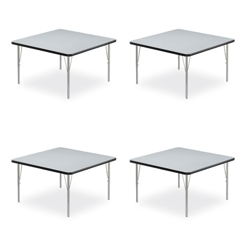 Image of Adjustable Activity Tables, Square, 48" x 48" x 19" to 29", Gray Top, Silver Legs, 4/Pallet, Ships in 4-6 Business Days