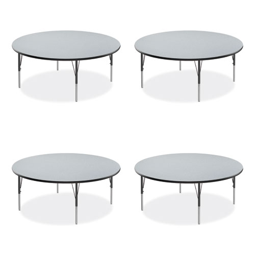 Height Adjustable Activity Table, Round, 60" x 19" to 29", Gray Granite Top, Black Legs, 4/Pallet, Ships in 4-6 Business Days